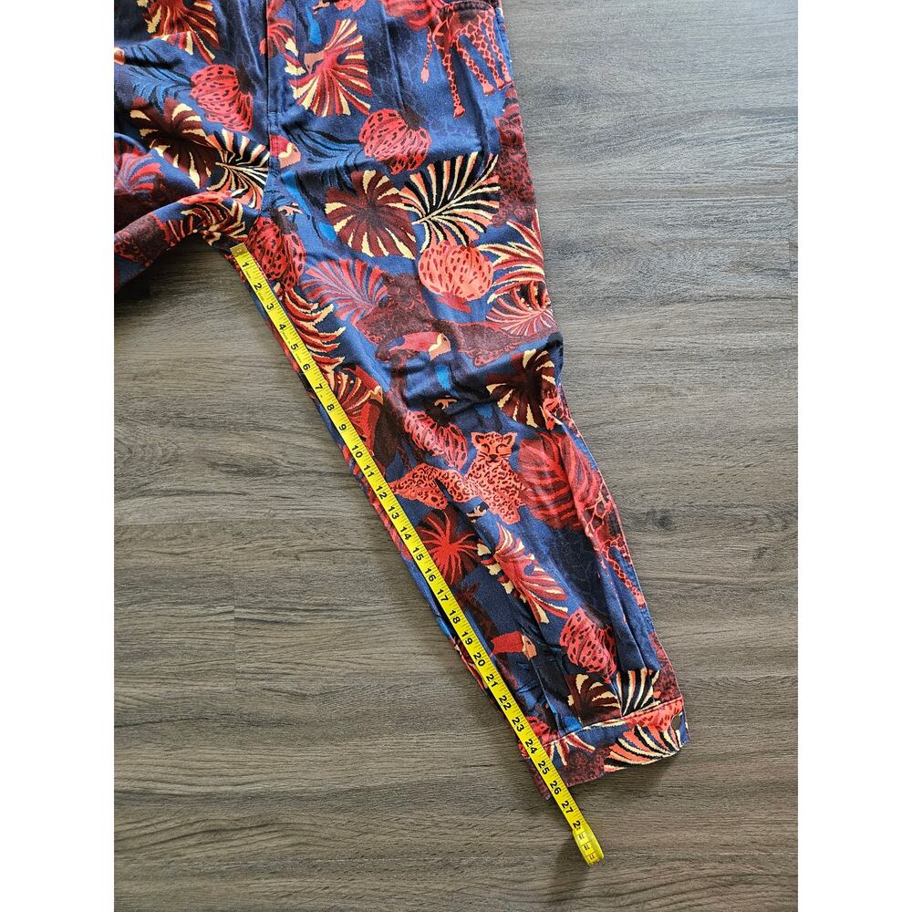 Farm Rio Navy Red Animals Tapestry Canvas Belted Jumpsuit Size Medium - Picture 15 of 16